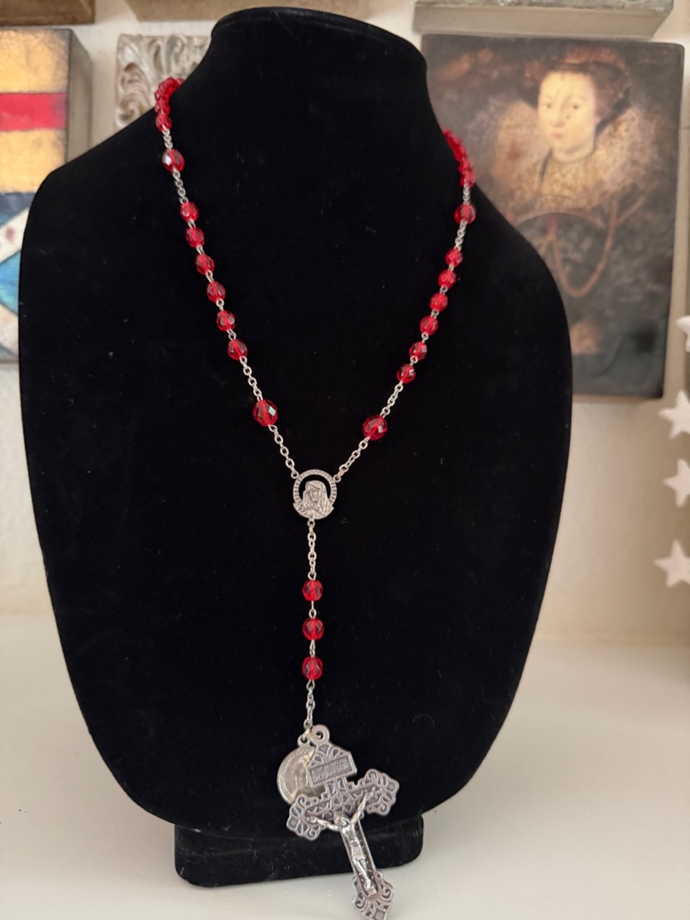 Vintage Red Glass Bead Rosary with Pardon Crucifix – Catholic Prayer Beads